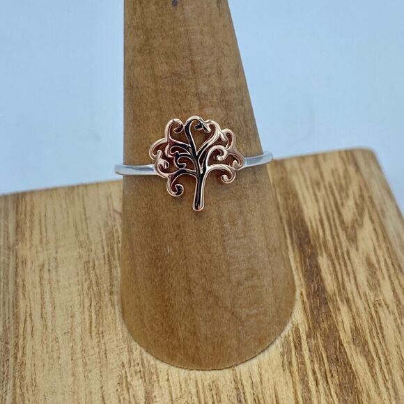 Tree Of Life Two-Tone Sterling Silver Ring Size 6,7,8 - Picture 1 of 7